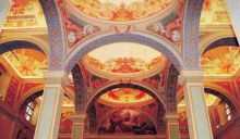 Gli splendidi affreschi del santuario della Madonna d’Erbia: in fondo quello raffigurante l’Apparizione